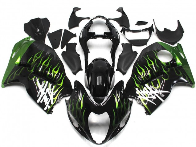 1997-2007 Noir Avec Vert Foncé Flamme GSXR 1300 Carénage 1997-2007 Noir Avec Vert Foncé Flamme GSXR 1300 Carénage
