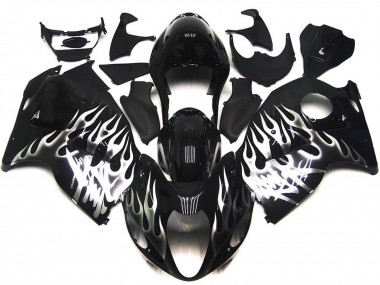 1997-2007 Noir Brillant Avec Argent Flamme GSXR 1300 Carénage