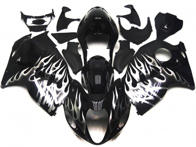1997-2007 Noir Brillant Avec Argent Flamme GSXR 1300 Carénage 1997-2007 Noir Brillant Avec Argent Flamme GSXR 1300 Carénage