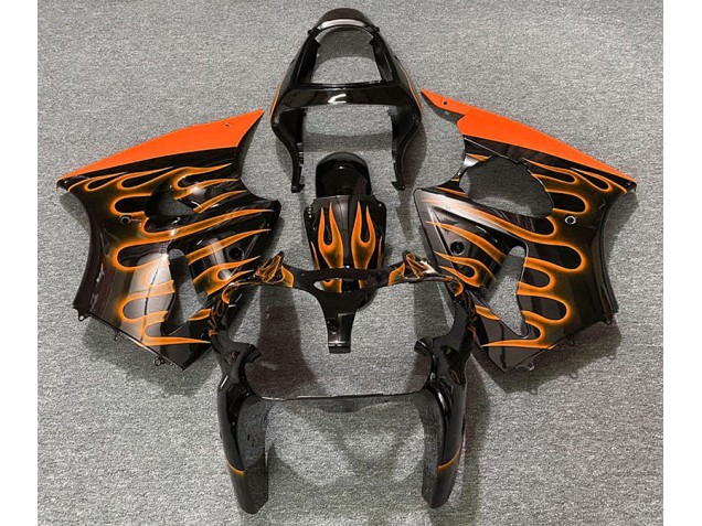 2000-2002 Noir Brillant & Orange Flamme ZX6R Carénage 2000-2002 Noir Brillant & Orange Flamme ZX6R Carénage