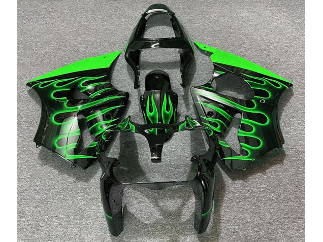 2000-2002 Noir Brillant & Vert Flamme ZX6R Carénage 2000-2002 Noir Brillant & Vert Flamme ZX6R Carénage