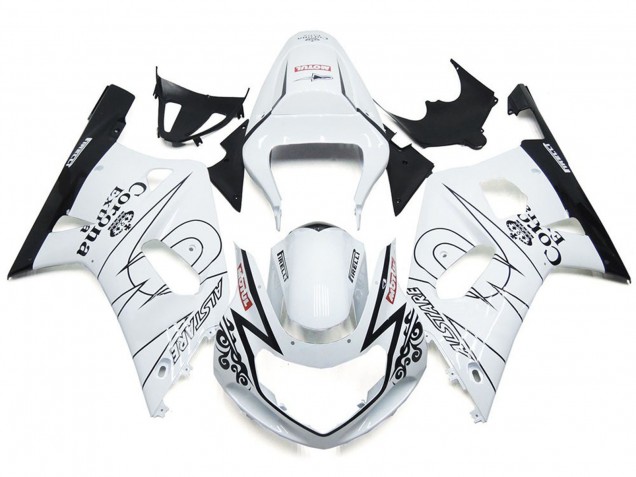 2001-2003 Blanc Brillant Corona & Noir GSXR 600-750 Carénage 2001-2003 Blanc Brillant Corona & Noir GSXR 600-750 Carénage