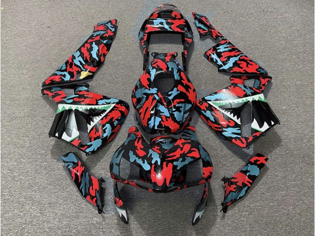 2003-2004 Rouge & Bleu Camo CBR600RR Carénage 2003-2004 Rouge & Bleu Camo CBR600RR Carénage