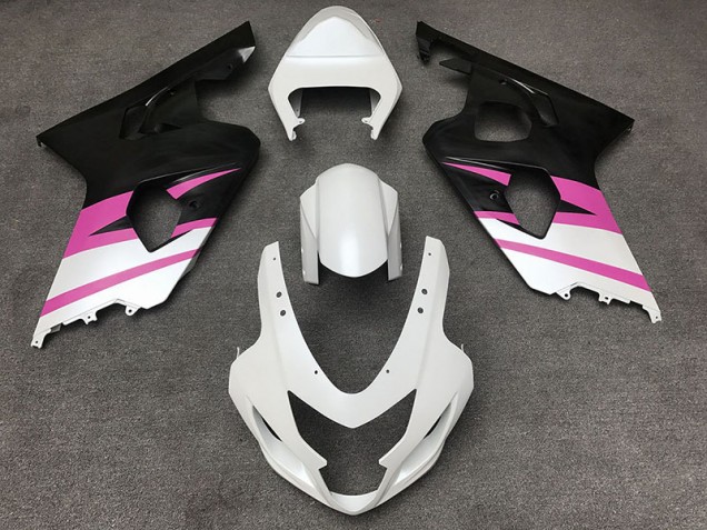 2004-2005 Blanc Mat & Rose GSXR 600-750 Carénage 2004-2005 Blanc Mat & Rose GSXR 600-750 Carénage
