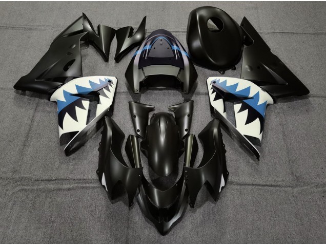 2004-2005 Requin Noir Mat & Bleu Clair ZX10R Carénage 2004-2005 Requin Noir Mat & Bleu Clair ZX10R Carénage