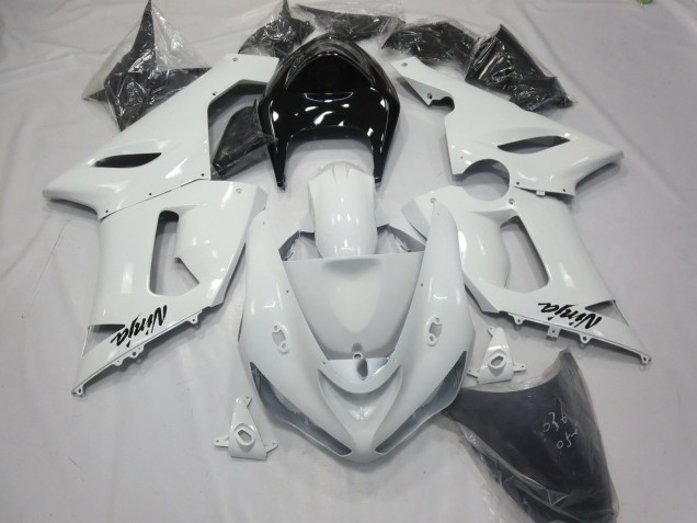 2005-2006 Blanc Brillant Avec Queue Noire ZX6R Carénage 2005-2006 Blanc Brillant Avec Queue Noire ZX6R Carénage