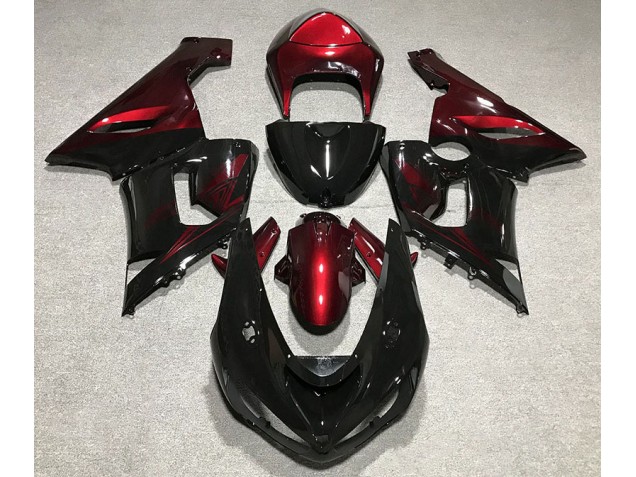 2005-2006 Noir Brillant & Rouge Profond ZX6R Carénage 2005-2006 Noir Brillant & Rouge Profond ZX6R Carénage