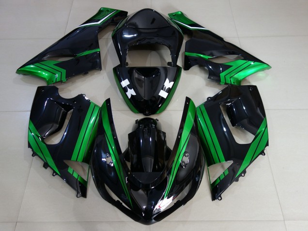 2005-2006 Noir Brillant & Vert Électrique ZX6R Carénage 2005-2006 Noir Brillant & Vert Électrique ZX6R Carénage