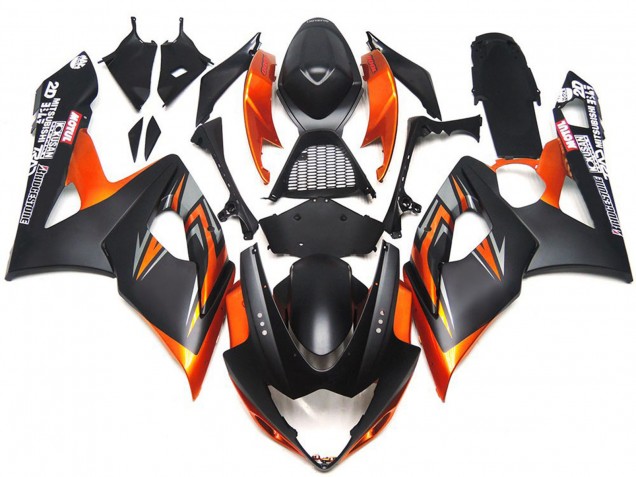 2005-2006 Noir Mat & Brillant Personnalisé & Orange GSXR 1000 Carénage 2005-2006 Noir Mat & Brillant Personnalisé & Orange GSXR 1000 Carénage