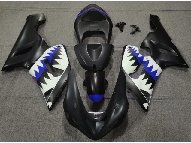 2005-2006 Requin Noir Mat & Bleu ZX6R Carénage 2005-2006 Requin Noir Mat & Bleu ZX6R Carénage