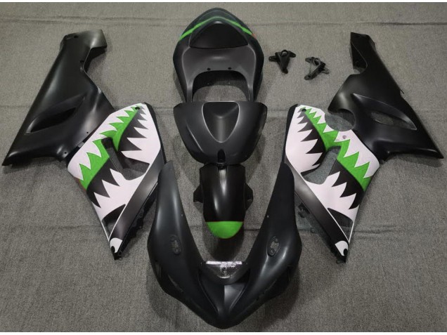 2005-2006 Requin Noir Mat & Vert ZX6R Carénage 2005-2006 Requin Noir Mat & Vert ZX6R Carénage