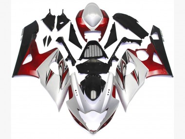 2005-2006 Style Blanc Brillant Avec Des Notes Argentées & Bronze GSXR 1000 Carénage