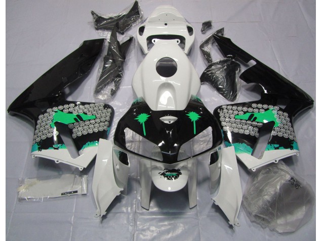 2005-2006 Éclaboussures Turquoise Sur Noir Brillant CBR600RR Carénage 2005-2006 Éclaboussures Turquoise Sur Noir Brillant CBR600RR Carénage