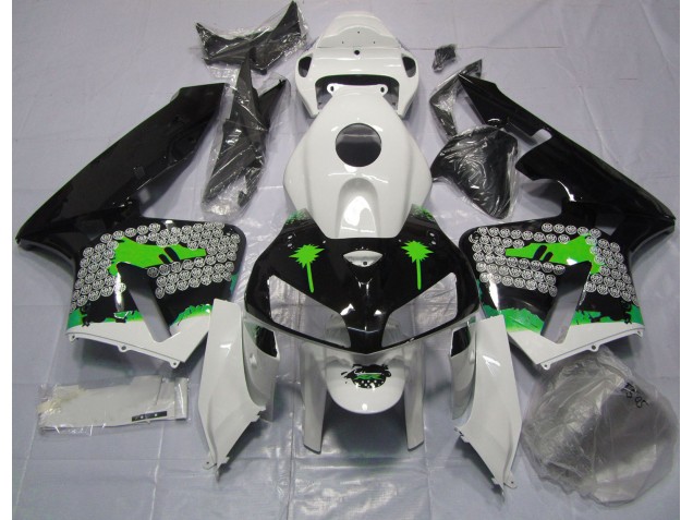 2005-2006 Éclaboussures Vertes Sur Noir Brillant CBR600RR Carénage 2005-2006 Éclaboussures Vertes Sur Noir Brillant CBR600RR Carénage