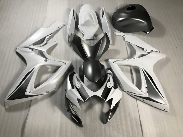 2006-2007 Blanc Mat & Gris GSXR 600-750 Carénage 2006-2007 Blanc Mat & Gris GSXR 600-750 Carénage