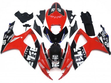 2006-2007 Logos Rouges & Noirs Personnalisés GSXR 600-750 Carénage