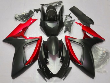 2006-2007 Noir Mat & Rouge GSXR 600-750 Carénage