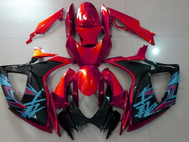 2006-2007 Rouge Brillant & Noir GSXR 600-750 Carénage