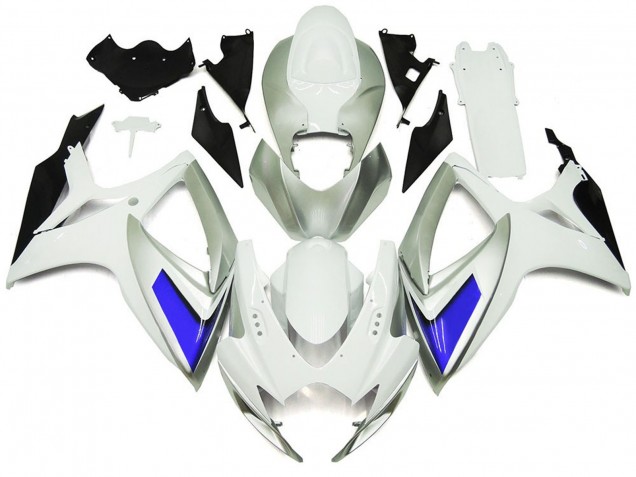 2006-2007 Style Argenté Blanc & Bleu Brillant GSXR 600-750 Carénage 2006-2007 Style Argenté Blanc & Bleu Brillant GSXR 600-750 Carénage
