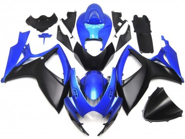 2006-2007 Style Personnalisé Noir Mat & Bleu OEM GSXR 600-750 Carénage