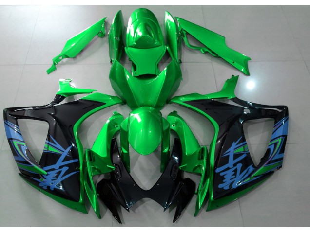 2006-2007 Vert Brillant & Noir GSXR 600-750 Carénage 2006-2007 Vert Brillant & Noir GSXR 600-750 Carénage