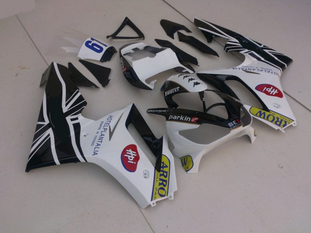 2006-2008 Blanc & Noir Avec Drapeau Daytona 675 Carénage 2006-2008 Blanc & Noir Avec Drapeau Daytona 675 Carénage