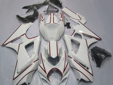 2007-2008 Blanc Avec Rayures Rouges GSXR 1000 Carénage