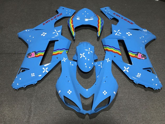 2007-2008 Bleu Clair Personnalisé ZX6R Carénage 2007-2008 Bleu Clair Personnalisé ZX6R Carénage