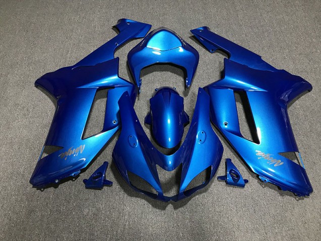 2007-2008 Logos Bleu Brillant & Chromés ZX6R Carénage 2007-2008 Logos Bleu Brillant & Chromés ZX6R Carénage