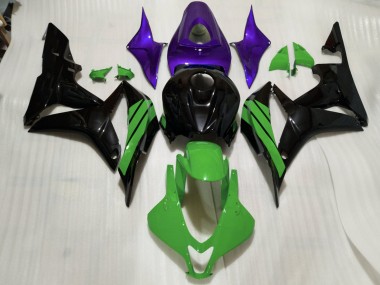 2007-2008 Noir Brillant Accents Verts & Violets CBR600RR Carénage