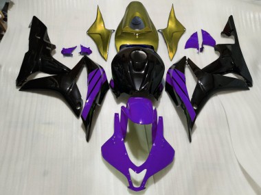2007-2008 Noir Brillant Accents Violets & Dorés CBR600RR Carénage