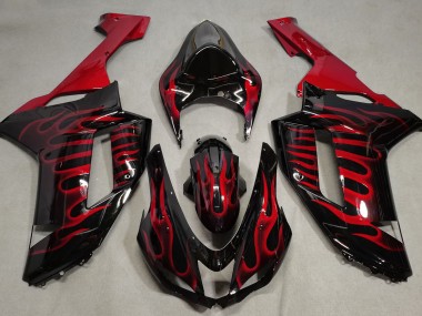 2007-2008 Noir Brillant & Rouge Flamme ZX6R Carénage