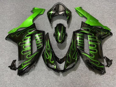 2007-2008 Noir Brillant & Vert Flamme ZX6R Carénage