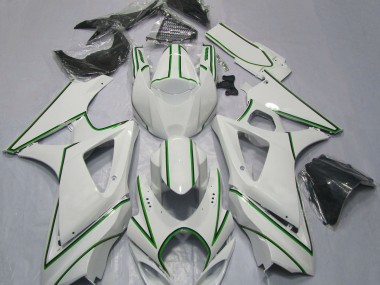 2007-2008 Rayure Épingle Verte Blanc Brillant GSXR 1000 Carénage
