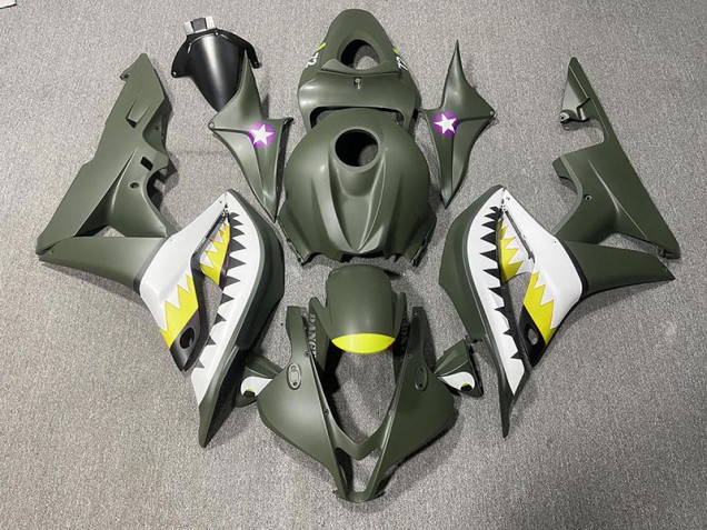 2007-2008 Requin Vert Mat & Jaune CBR600RR Carénage 2007-2008 Requin Vert Mat & Jaune CBR600RR Carénage