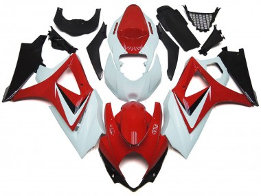 2007-2008 Rouge Brillant Avec Style Blanc OEM GSXR 1000 Carénage