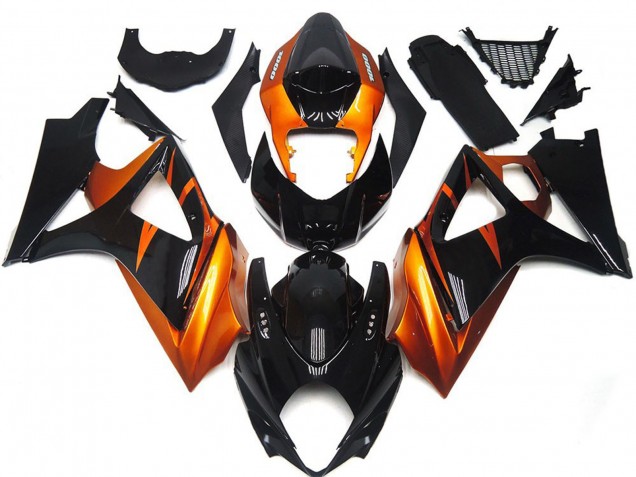 2007-2008 Style Orange & Noir Brillant GSXR 1000 Carénage 2007-2008 Style Orange & Noir Brillant GSXR 1000 Carénage