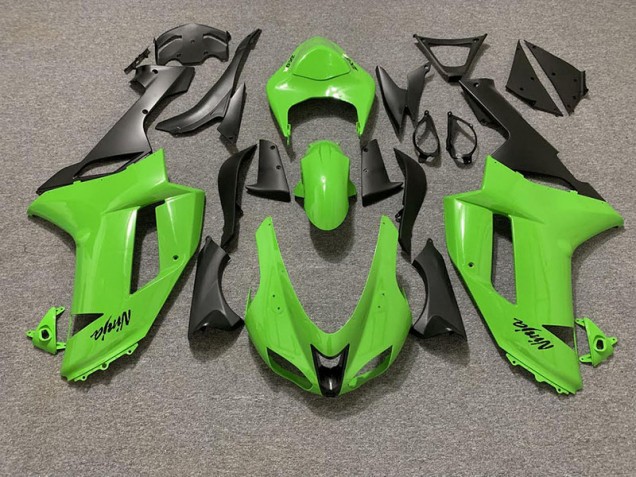 2007-2008 Vert Brillant & Noir Mat ZX6R Carénage 2007-2008 Vert Brillant & Noir Mat ZX6R Carénage