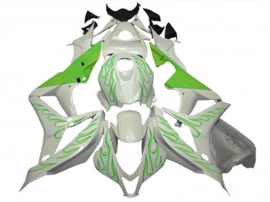 2007-2008 Vert Lime Flamme Sur Blanc CBR600RR Carénage