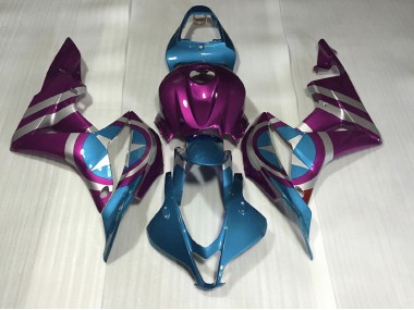 2007-2008 Violet & Bleu Clair Captain America CBR600RR Carénage