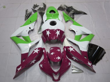 2007-2008 Étoiles & Rayures Vertes & Marron CBR600RR Carénage