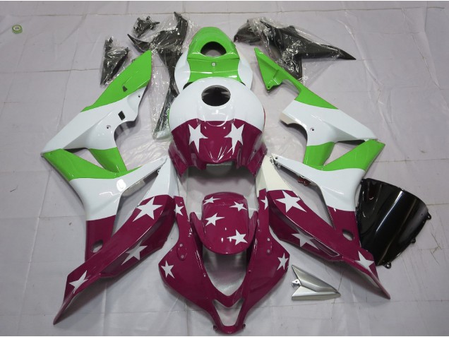 2007-2008 Étoiles & Rayures Vertes & Marron CBR600RR Carénage 2007-2008 Étoiles & Rayures Vertes & Marron CBR600RR Carénage