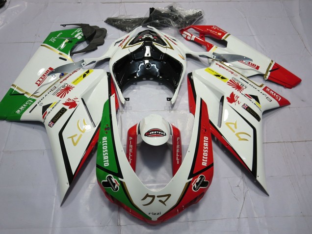 2007-2014 77 Blanc Rouge Vert Ducati 848 1098 1198 Carénage 2007-2014 77 Blanc Rouge Vert Ducati 848 1098 1198 Carénage