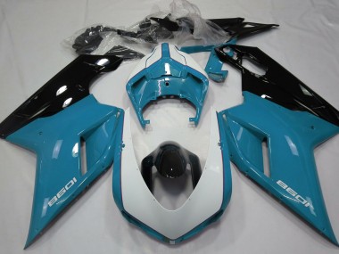 2007-2014 Bleu Clair Brillant & Blanc Ducati 848 1098 1198 Carénage