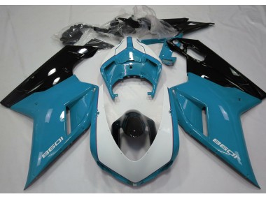 2007-2014 Bleu Clair Brillant & Blanc Ducati 848 1098 1198 Carénage