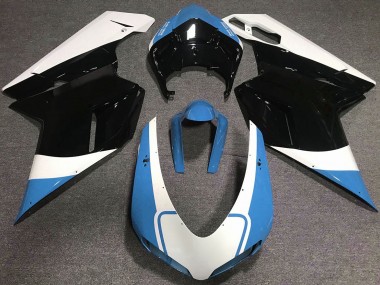 2007-2014 Bleu Clair Brillant Blanc & Noir Ducati 848 1098 1198 Carénage