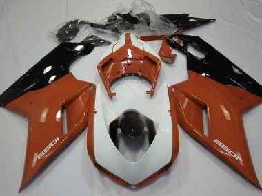 2007-2014 Orange Brillant & Blanc Ducati 848 1098 1198 Carénage
