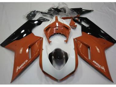 2007-2014 Orange Brillant & Blanc Ducati 848 1098 1198 Carénage