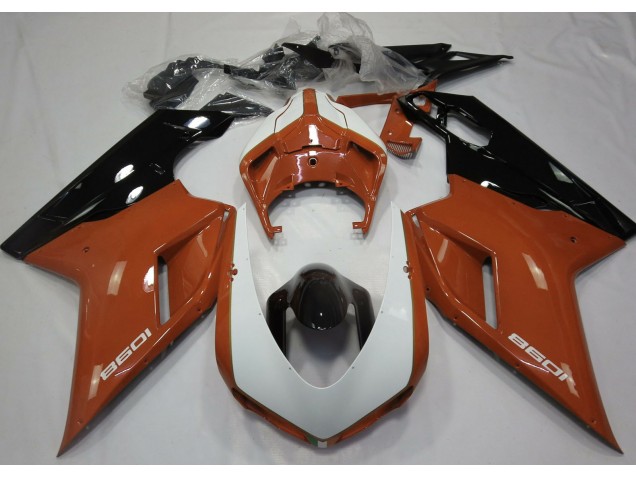 2007-2014 Orange Brillant & Blanc Ducati 848 1098 1198 Carénage 2007-2014 Orange Brillant & Blanc Ducati 848 1098 1198 Carénage