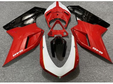 2007-2014 Rouge Brillant & Blanc (Autocollant 848) Ducati 848 1098 1198 Carénage